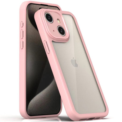 Чехол накладка Transparent + Color 1.5mm iPhone 13 Розовая