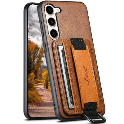 Чехол накладка Wallet and Straps Samsung A346 (A34 5G) Коричневая