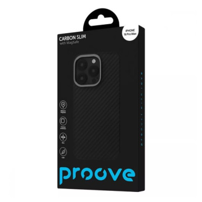 Чехол накладка Proove Carbon MagSafe iPhone 16 Pro Max Чорная