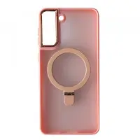 Чехол накладка Matte Ring MagSafe Samsung S906 (S22+) Світло-рожева