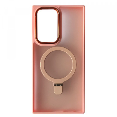 Чехол накладка Matte Ring MagSafe Samsung S23 Ultra (S918) Світло-рожева