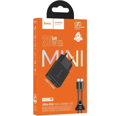 МЗП Hoco N72 1USB-C 20W Type-C to Type-C Черный МЗП Hoco N72 1USB-C 20W Type-C to Type-C Черный