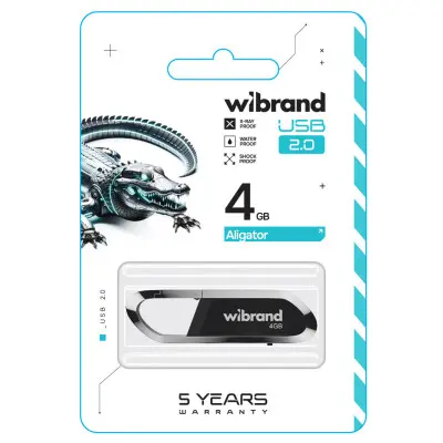 Флеш память 4Gb Wibrand Aligator USB 2.0 Black, Черный