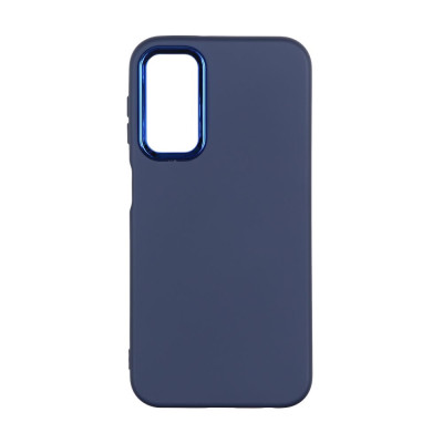 Чехол накладка Silicone Cover Metal Frame Samsung A24 (A245) Темно-синяя