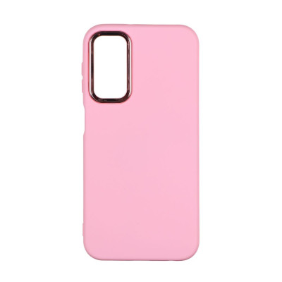 Чехол накладка Silicone Cover Metal Frame Samsung A24 (A245) Розовая/ Light Pink