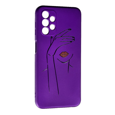 Чехол накладка Art Samsung A13 (A135) Губы/ Фиолетовая
