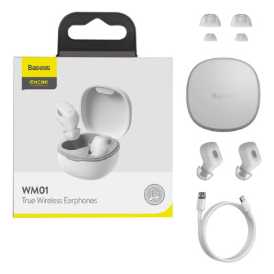 Безпровідні навушники Baseus Encok WM01 White, білий