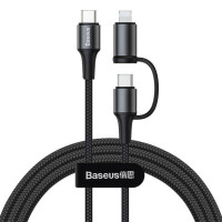 Кабель дата Baseus Twins 2in1 Type-C/(Type-C/Lightning) 1м Чорний Кабель дата Baseus Twins 2in1 Type-C/(Type-C/Lightning) 1м Чорний