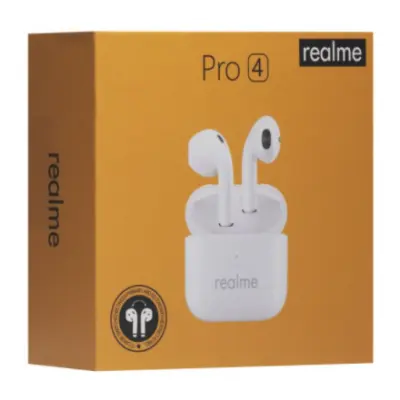 Блютуз стерео гарнитура Realme Pro 4 TWS White, белый Блютуз стерео гарнитура Realme Pro 4 TWS White, белый