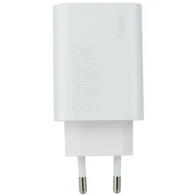 Мережевий зарядний пристрій Hoco DC40 PD+QC Type-C to Type-C (65W) White, Білий