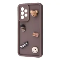Чехол накладка Pretty Things Samsung A325 (A32) Коричневая/Медвеженок