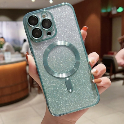 Чехол накладка Cosmic Shiny Magnetic iPhone 14 Зеленая