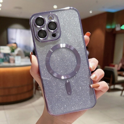 Чехол накладка Cosmic Shiny Magnetic iPhone 14 Сереневая