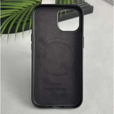Накладка Leather (AAA) MagSafe iPhone 16 Pro Max Чорна