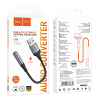 Перехідник аудіокабель Hoco LS36 USB to 3.5 Чорний