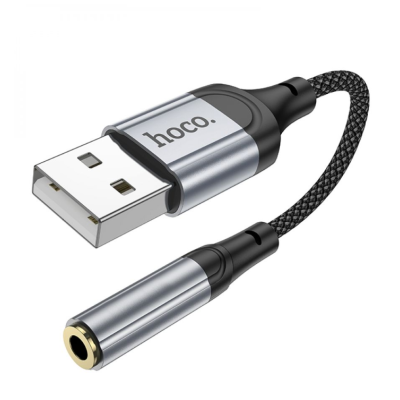 Перехідник аудіокабель Hoco LS36 USB to 3.5 Чорний