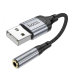 Переходник аудиокабель Hoco LS36 USB to 3.5 Чёрный