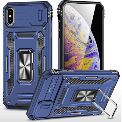 Чохол накладка Camshield Army Ring iPhone X Синя Navy