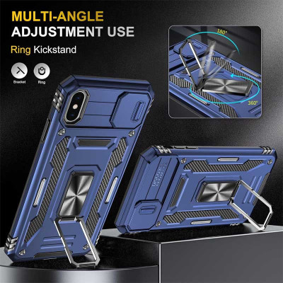 Чохол накладка Camshield Army Ring iPhone X Синя Navy