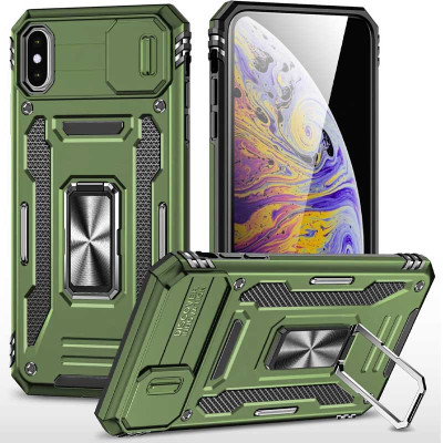 Чехол накладка Camshield Army Ring iPhone X Оливковая