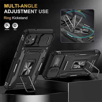 Чехол накладка Camshield Army Ring Samsung A055 (A05) Чёрная
