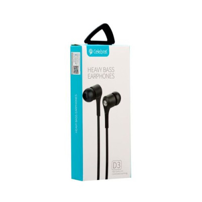 Проводные вакуумные наушники Celebrat D3 Black, черный