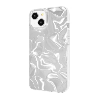 Чехол Накладка Halographic Glow iPhone 14 Серебряная