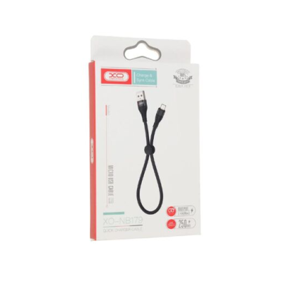 Кабель дата короткий XO NB179 MicroUSB 0.25м Чёрный