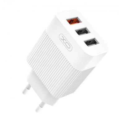 Мережевий зарядний пристрій XO L72 Type-C 1USB- 18W/ 2USB/2.4a White, Білий