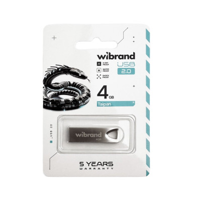 Флеш пам'ять USB 4Gb Wibrand Taipan USB 2.0 Silver, Срібний