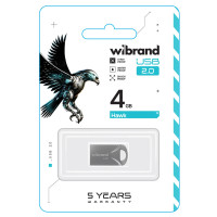 Флеш пам'ять USB 4Gb Wibrand Hawk USB 2.0 Silver, Срібний