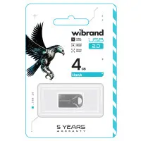 Флеш память USB 4Gb Wibrand Hawk USB 2.0 Silver, Серебристый