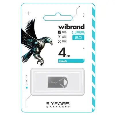 Флеш пам'ять USB 4Gb Wibrand Hawk USB 2.0 Silver, Срібний