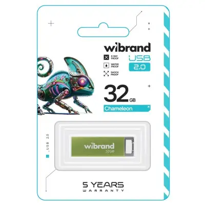 Флеш память USB 32Gb Wibrand Chameleon USB 2.0 Зеленая