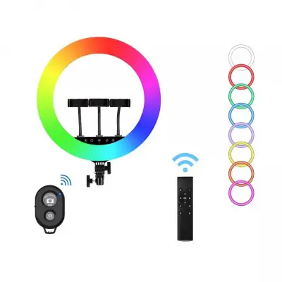 Кільцева лампа для селфі HQ-18 46см RGB 55W