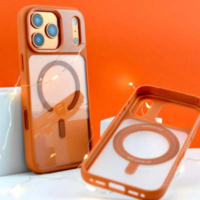 Чохол Накладка Rock Guard Transparent MagSafe iPhone 17 Pro Max Помаранчева (Antidrop Lens)