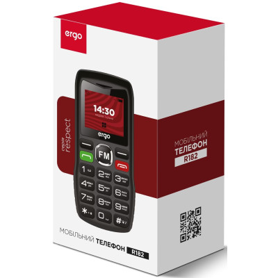 Мобільний телефон Ergo R182 Dual Sim Black, чорний