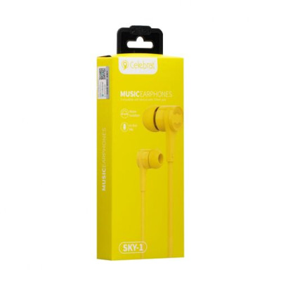 Провідні вакуумні навушники-гарнітура Celebrat SKY-1 Yellow, желтый