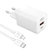 Сетевое зарядное устройство L96 PD+QC3.0 1USB+1USB-C 30W + Кабель Lightnig White, Белый