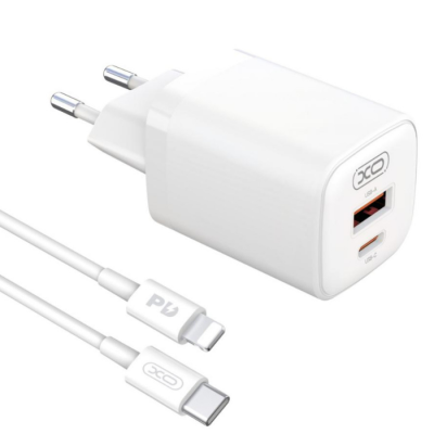 Мережевий зарядний пристрій XO L96 PD+QC3.0 1USB+1USB-C 30W+ Lightnig White, Білий