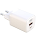 Мережевий зарядний пристрій XO L96 PD+QC3.0 1USB+1USB-C 30W + Кабель Lightnig White, Білий