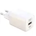 Мережевий зарядний пристрій XO L96 PD+QC3.0 1USB+1USB-C 30W + Кабель Lightnig White, Білий