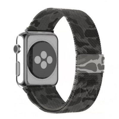 Ремінець Apple Watch 38мм Міланська петля Камуфляж Чорний