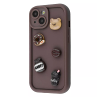 Чохол накладка Pretty Things iPhone 13 Коричнева/Пончик