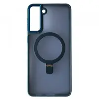 Чехол накладка Matte Ring MagSafe Samsung S901 (S22) Темно-синяя