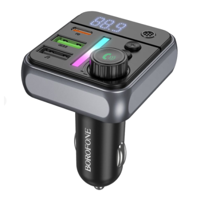 FM модулятор Borofone BC43 BC50 PD20W+QC3.0 18W BT 5.4 Black, Чёрный