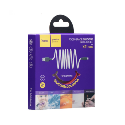 Кабель дата Hoco X21 USB Type A - Lightning 2м Чёрно-красный