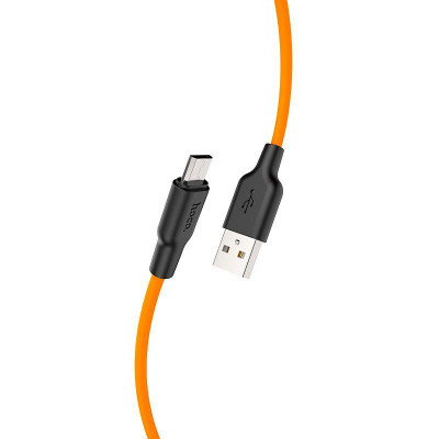 Кабель дата Hoco X21 microUSB 1м Чёрно-оранжевый