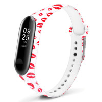 Ремешок Принт Mi Band 5 Губы/Белый