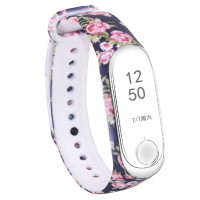 Ремешок Принт Mi Band 5/6 Розы / Синий